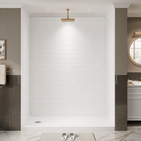 Panneaux muraux de douche modernes en acrylique imperméables, motif carreaux, design graphique pour contour de baignoire, résistants à l'humidité, pour le commerce