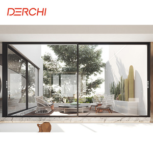 Derchi Nhà cung cấp nội thất Patio đôi tráng men mỏng khung nhôm cửa bên ngoài ban công thang máy trượt cửa kính hệ thống - Product Image 5