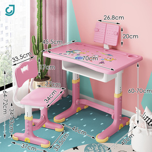 70*45.5 Màu Xanh/Hồng Có Thể Điều Chỉnh Kid Học Sinh Tiểu Học Học Tự Làm Phim Hoạt Hình Mô Hình PP Bảng Và Ghế Đặt Với Cố Định Ngăn Kéo - Product Image 1