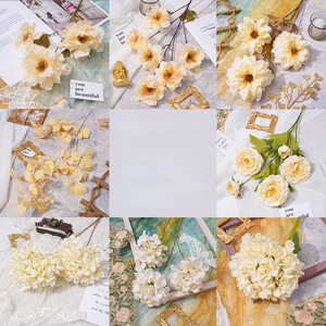 Fleur artificielle couleur champagne pour la décoration de la maison et des mariages, bouquet de fleurs artificielles, arrangement floral - Product Image 2