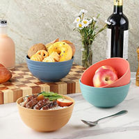 Ensemble de vaisselle en paille de blé au design moderne, personnalisable en gros, assiettes, bols, tasses, réutilisable, qualité alimentaire, fourni aux hôtels
