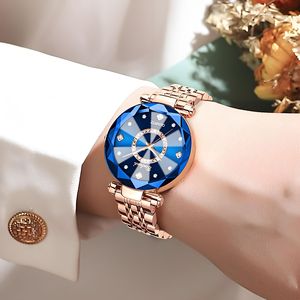 Ocean Heart Starry Sky Multifaceted Glass Stainless Steel Strap Women's Waterproof Quartz Watch Blue Wristwatch Light Luxury - Product Image 2