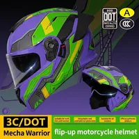 Casque de moto modulaire homologué DOT, à visière relevable, avec double visière, pour les motards adultes
