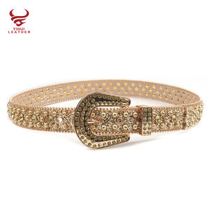 Cinturones de diseñador para niños pequeños personalizados, cinturones de cuero para niños, cinturones de diamantes de imitación dorados occidentales, BB <span class=keywords><strong>Simon</strong></span> para niños - Product Image 2