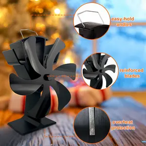 Silent Motors Heat Powered Fan Circulates Warm/Heated Air Heat Stove Fan