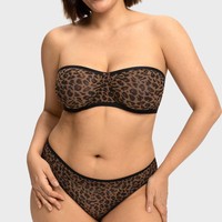 해외 무역 베스트셀러 얇은 레오파드 프린트 섹시 플러스 사이즈 통기성 논슬립 풀컵 백리스 나일론 폴리아미드 란제리