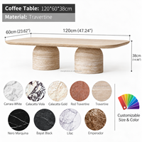 Table basse rectangulaire en travertin naturel véritable sur mesure, table centrale moderne en travertino pour salon de villa