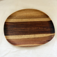Assiettes en acacia naturel, taille personnalisée, plateau de service ovale en bois, planche de service alimentaire avec logo personnalisé, OEM et ODM bienvenus