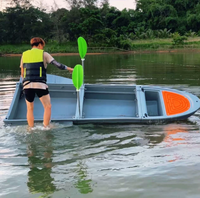 Bateau de pêche pliable en PE de haute qualité, portable, durable, détachable, pour lac/rivière, supporte un moteur hors-bord, 800 kg, neuf