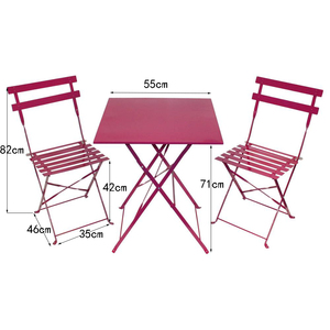 Juego de 3 uds., juego de bistro ligero de alta calidad, cómodo juego de sillas de <span class=keywords><strong>mesa</strong></span> plegables de metal, muebles de jardín y patio para exteriores - Product Image 2