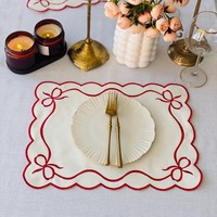 Napperons de table modernes en coton et lin brodés, antidérapants et résistants à la chaleur pour la décoration de table à manger