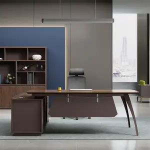 Muebles de oficina Boss Desk Boss Executive Office Desk Diseñador moderno Madera Melamina-E1 Executive Mesa en forma de L