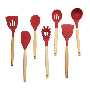 Punho de madeira de silicone Acessórios de cozinha Utensílios de cozinha Conjunto de utensílios - Product Image 2