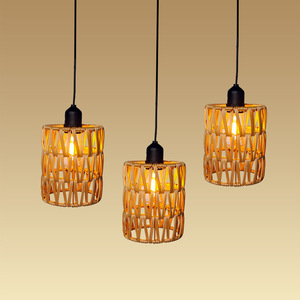 Nuovo Prodotto Transfrontaliero: Lampadario in Rattan <span class=keywords><strong>a</strong></span> <span class=keywords><strong>Batteria</strong></span> con Telecomando, Lampadina LED E27 per Casa, Campeggio, Cortile, Ristorante - Product Image 2