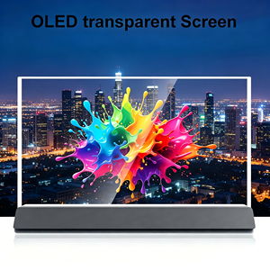 Pantalla OLED <span class=keywords><strong>Transparente</strong></span> de 55 Pulgadas, Reproductor de Publicidad Digital, Gráficos Animados, Soporte de Piso Ajustable, Negro/Blanco, Interior - Product Image 3