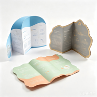 Impression de brochures découpées sur mesure, dépliants promotionnels pliés de forme irrégulière spéciale, prospectus tri-pli