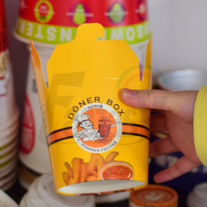 Desechable personalizado respetuoso con el medio ambiente desechable papel Kraft almuerzo Pasta arroz comida fideos chinos para llevar <span class=keywords><strong>Kebab</strong></span> Doner Box - Product Image 1