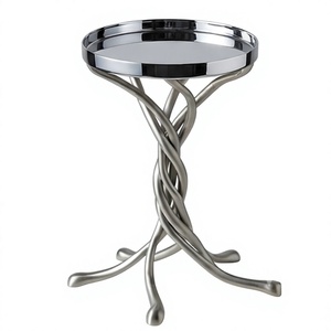 Porte-bougie en métal argenté, rond, à branches torsadées, pour bougie conique, centre de table, décoration intérieure - Product Image 2