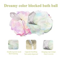 Ensemble de poufs de bain à ruban dégradé arc-en-ciel : crée une mousse luxueuse, exfoliation douce, soin de la peau, rafraîchissant