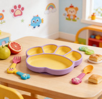 Assiette en silicone sans BPA, forme patte mignonne, personnalisable ODM/OEM, non toxique, avec base à ventouse, ensemble de vaisselle sécurisé pour l'alimentation