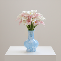 Vase en verre soufflé artisanal, forme bombée, bord évasé, mosaïque confettis, effets ombrés, centre de table de mariage, décoration intérieure