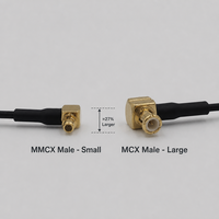 Kabel Pigtail Koaksial RF MCX Male Sudut Kanan ke IPEX RF1.13 Generasi Pertama Micro Coax 10cm untuk Modul WiFi PCB