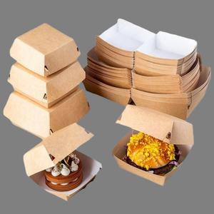 Caja de Papel Desechable para Hamburguesas de Grado Alimenticio, con Logotipo Personalizado, para Comida para Llevar, Caja para Hamburguesas y Pollo Frito - Product Image 1