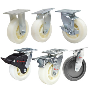 Anpassbare OEM 4/5/6/8 Zoll Stahl rollen Weiße Nylon-Lenk rollen Edelstahl-Hochleistungs-Industrie rollen räder - Product Image 1
