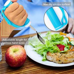 Juego de utensilios adaptativos flexibles de acero inoxidable con peso antivibración, mango de goma antideslizante para personas mayores con temblores en las manos - Product Image 5