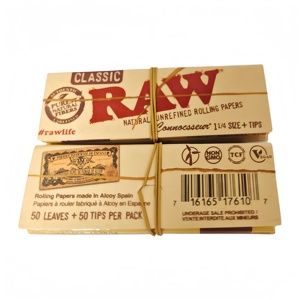 For Classic Square <b>Rolling</b> Papers 1 1/4 Size (78x44mm) with Tips Natural Plant Fiber 50leaves+50TIPS/booklet24booklets/<b>box</b> - Product Image 5