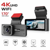 Caméra double 4K IPS, enregistreur vidéo automatique, Wi-Fi intégré, écran 3,18 pouces, batterie 150 mAh, USB, système de time-lapse 128 Go, garantie 1 an