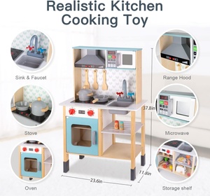 <span class=keywords><strong>Cuisine</strong></span> en bois personnalisée pour tout-petits avec lumières et sons réalistes, évier amovible et micro-ondes – Cadeau idéal pour enfants <span class=keywords><strong>de</strong></span> 3 ans et plus - Product Image 6