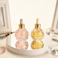 Flacon compte-gouttes en verre de 30 ml en forme de boule avec zone pour étiquette, pour sérum, huile essentielle pour le visage, emballage cosmétique de luxe OEM, logo personnalisé