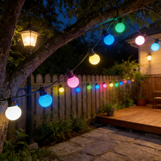 Daisy Chainable Outdoor LED String Lights with Hanging Hooks for Commercial Event & Landscape Lighting