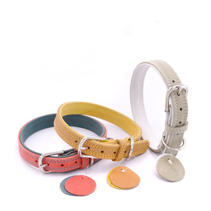 Conjunto de Correa y Collar de Cuero de Primera Capa de Lujo de Alta Gama, Collar Ajustable y Duradero para Perros, Collar Acolchado de Cuero Genuino para Mascotas - Product Image 3