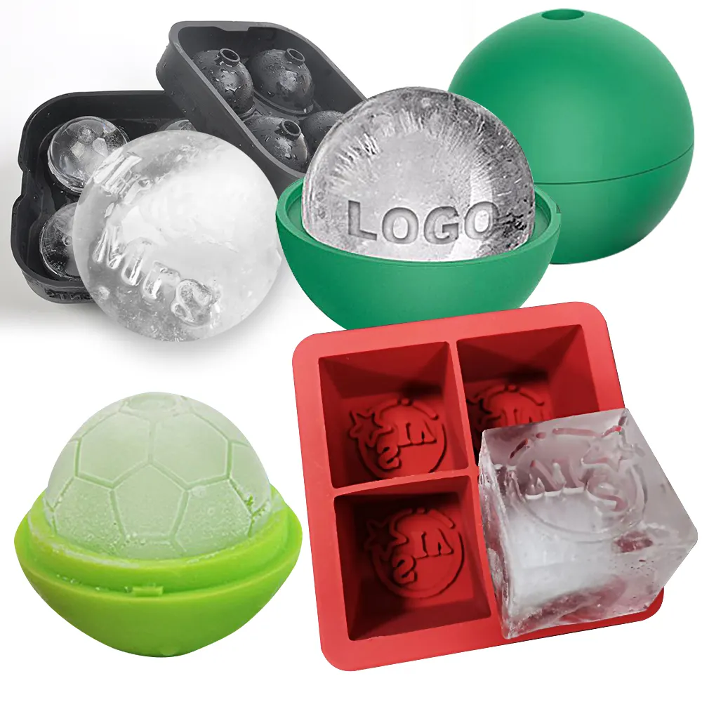 Custom Logo Silicone Promotional Business Gift Silicone Ice Cube Tray Mold For Whiskey Cocktails