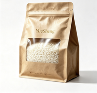 Sachet de riz en kraft enduit de PLA biodégradable avec fenêtre et fermeture éclair, robuste, compostable, écologique, grande capacité, qualité alimentaire, vente en gros