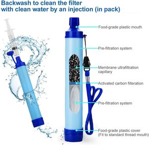 หลอดกรองน้ำพกพาสำหรับกิจกรรมกลางแจ้ง เครื่องกรองน้ำส่วนตัวสำหรับอุปกรณ์เอาตัวรอด น้ำดื่มฉุกเฉิน เดินป่า ตั้งแคมป์ และการเดินทาง - Product Image 3