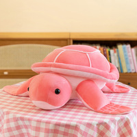 Peluche Tortue Marine Verte et Rose de Simulation en Gros, Coussin de Canapé, Grand Coussin Mignon, Cadeau pour Enfants et Filles