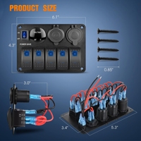 Panneau de commande 12V marin avec 5 interrupteurs à bascule, port USB, interrupteur économiseur d'énergie, voltmètre et prise allume-cigare pour bateau et camping-car