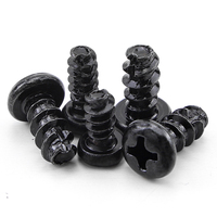 1000 pièces/sac Vis à tête ronde cruciforme en acier zingué noir, filetées, M2 M2.3 M2.6 M3, à coupure à sec pour plaques de plastique