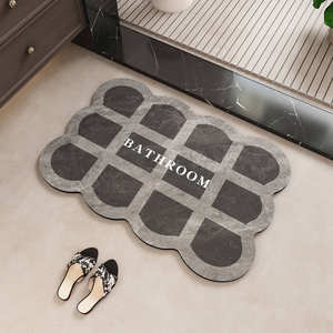 Alfombra de Baño Moderna Minimalista Geométrica de Fibra de Poliéster Absorbente Antideslizante para Baño - Product Image 1