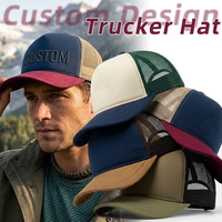 Casquette de camionneur personnalisée de haute qualité, 5 panneaux, en maille, velours, toile, broderie 3D, unisexe, pour l'extérieur, avec design d'image