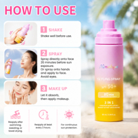 Spray solaire matifiant SPF50 personnalisé OEM, spray fixateur, protection UV, spray solaire à marque privée