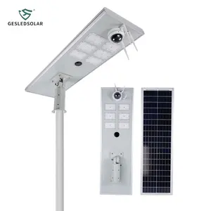 60W All-In-One lampu jalan tenaga surya dengan 18V 80W Panel IP65 dinilai LED penggunaan luar ruangan daya 200W Kamera CCTV termasuk aplikasi Jalan