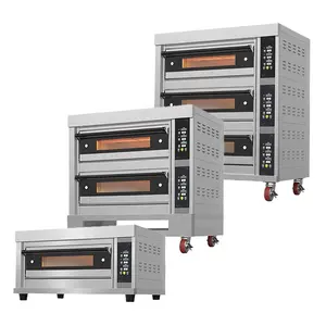 Oven Gas komersial 3 dek 6 nampan tampilan Digital Promosi