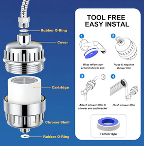 Filtros De Agua Para Duchas 15 20-ступенчатый высокопроизводительный Kdf ионный фильтр для чистой воды для душа для удаления фторида хлора тяжелых металлов - Product Image 2