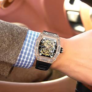 Reloj Mecánico de Lujo para Hombre, Diseño Esqueleto, Logotipo Personalizado, Movimiento Automático, Esfera Luminosa, Caja y Correa de Acero Inoxidable - Product Image 4