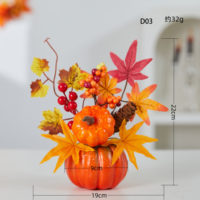 Ensemble de Décorations Artificielles pour Halloween, Thanksgiving et Récolte d'Automne : Feuilles d'Érable et Citrouilles Effet Bulle - Best-seller Transfrontalier