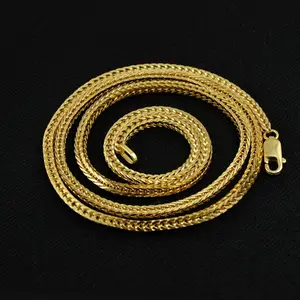 İtalyan dokuma klavikula zinciri, erkek 18K altın kaplama gümüş kolye 925 ayar gümüş Link zinciri kolye PP çanta/mücevher kutusu